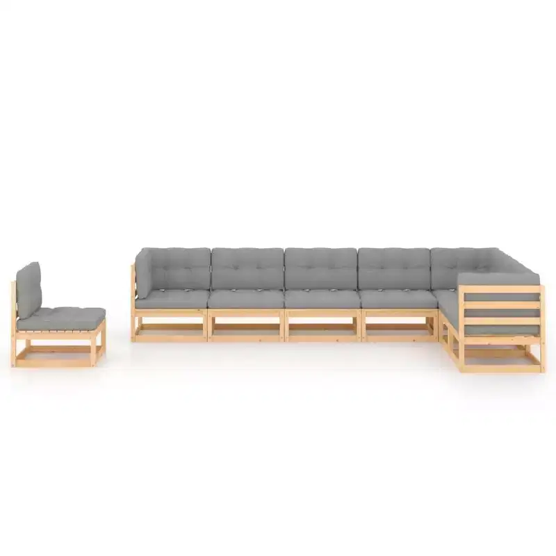 vidaXL Wooden Lounge Set Natural Pine Sturdy Pinewood Large Modular