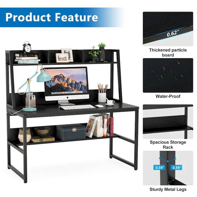Computer Desk with Hutch and Bookshelf