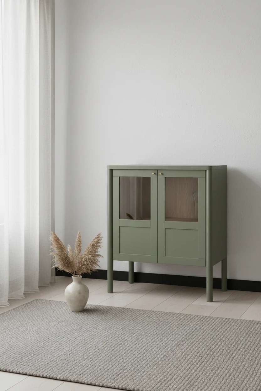 Classic Rubberwood & Polyester Upholstered Cabinet with Four-Post Frame for Bedroom