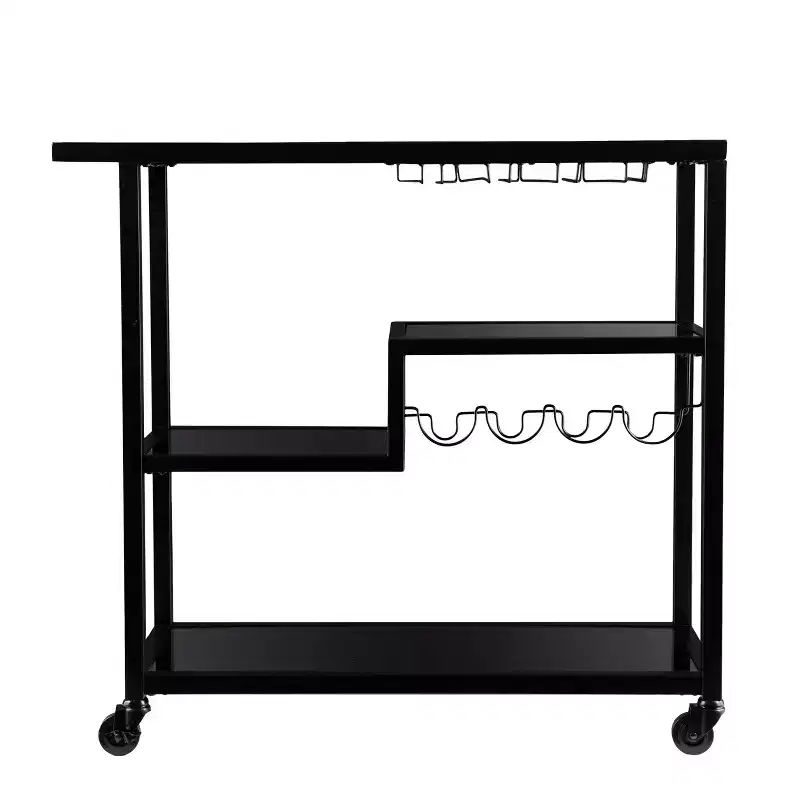 Holly & Martin Zephs Bar Cart - Black with Smoked Mirror - SEI