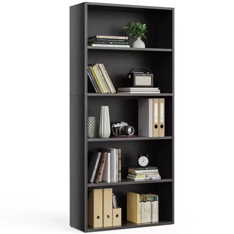 TUYOHW Modern 5/6-Tier Bookshelf with Anti-Tip Design,MDF Wood Grain Storage Bookcase for Bedroom,Living Room & Home Office