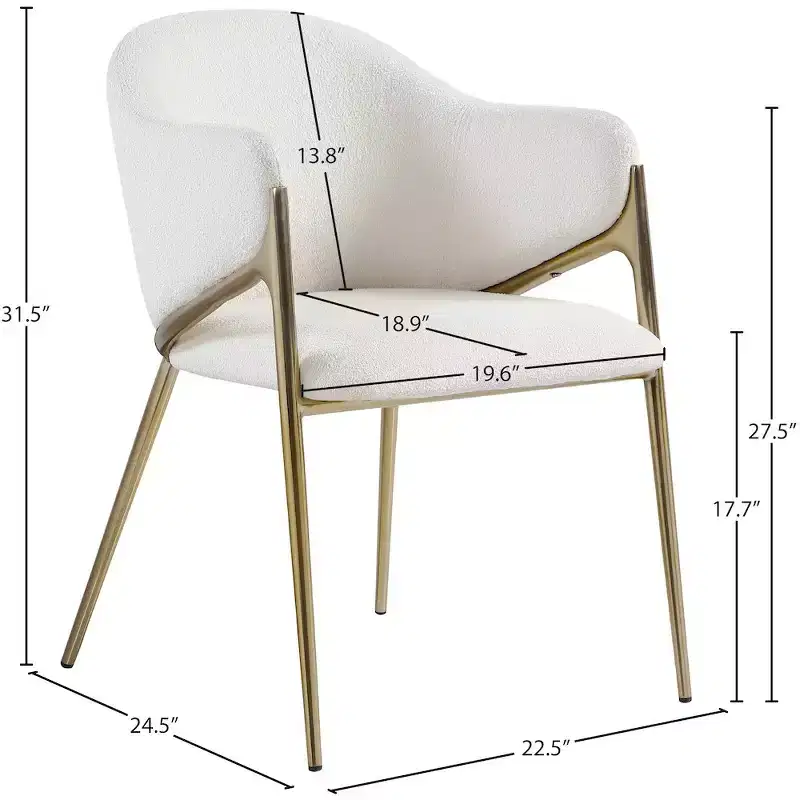 Meridian Furniture,Nial Boucle Fabric Dining Chair, Set of 2