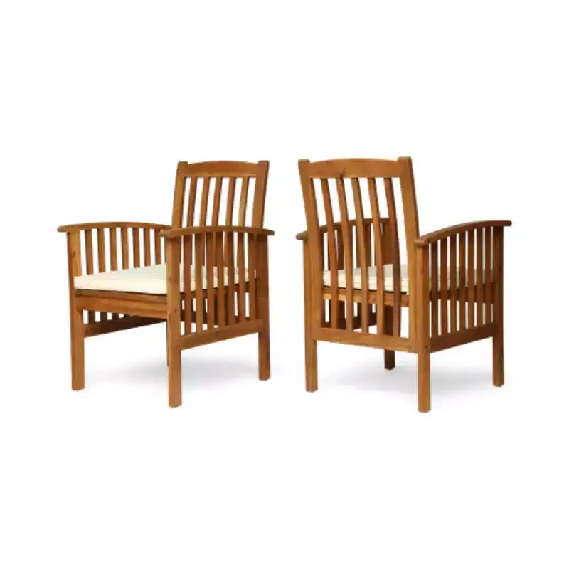 7-Piece Acacia Wood Outdoor Dining Set, Modern Rectangular Table with 6 Cushioned Chairs for Patio, Backyard, Deck, and Poolside-Panipeachy