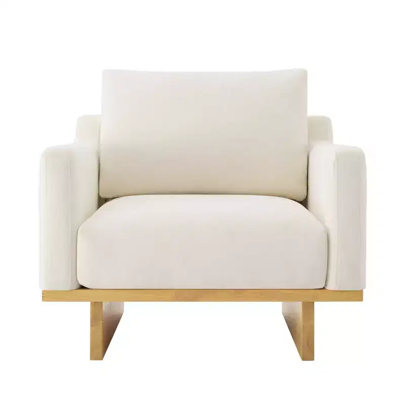 Modern Minimalist Accent Chair with Solid Wood Frame Ergonomic for Living Room, Soft Cushions and Spacious Design