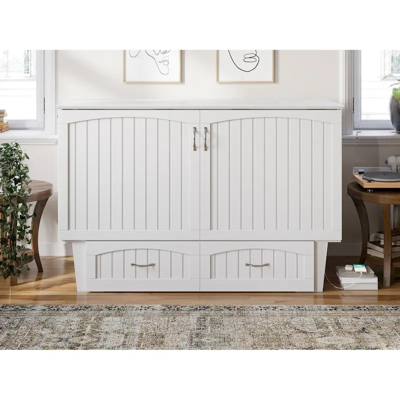 Sydney Queen Solid Wood Murphy Bed Chest with Mattress