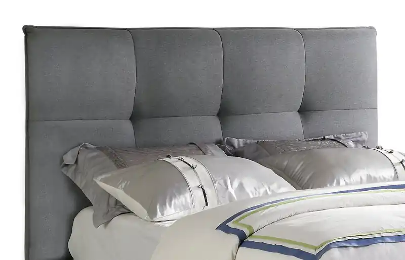 Asha Upholstered Headboard in Grey Fabric, Tufted