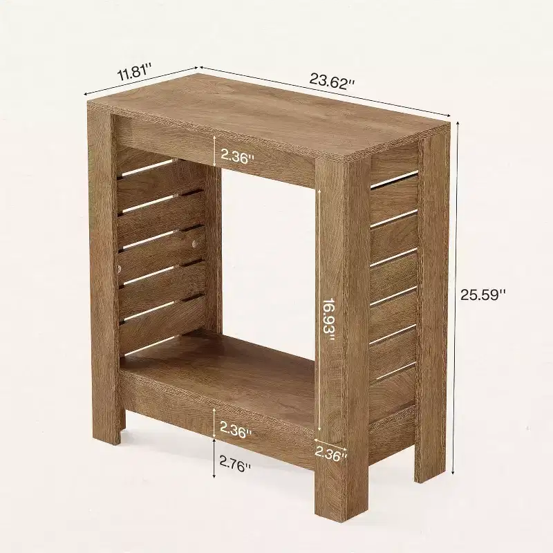 Tribesigns 2-Tier Narrow Side Table, End Table with Storage Shelf, Skinny Accent Nightstand for Living Room, Bedroom and Office