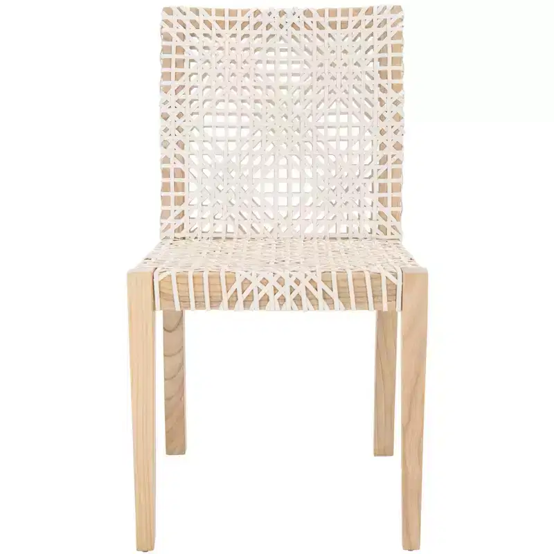 Tyria Leather Dining Chair (Set of 2) - DCH1203 - White/Natural - Safavieh