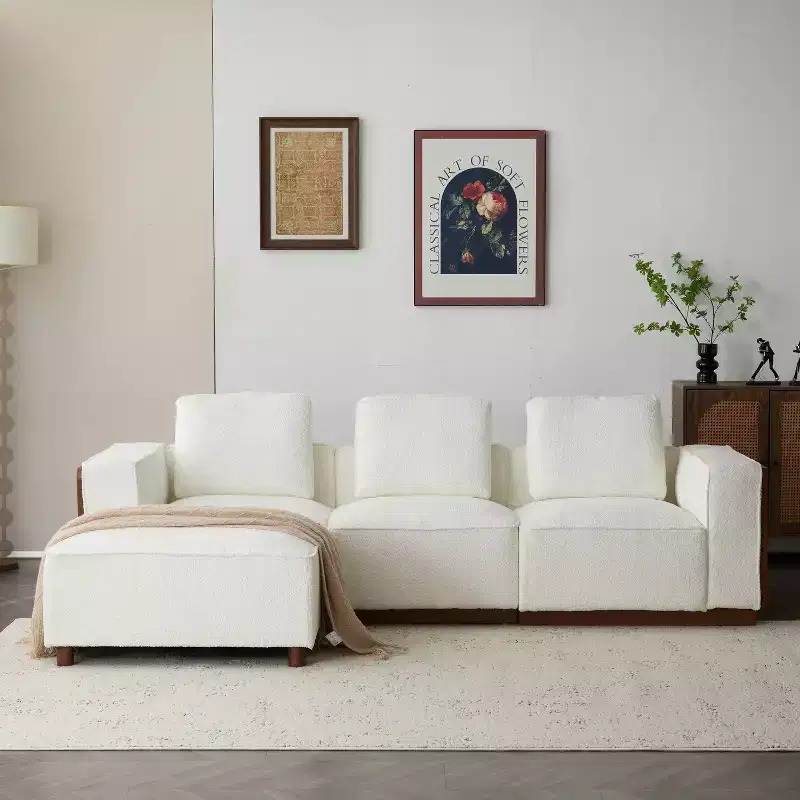 Christopher Knight Home Gianna Upholstered L Shape Sectional Sofa with Pillows, Beige/Brown