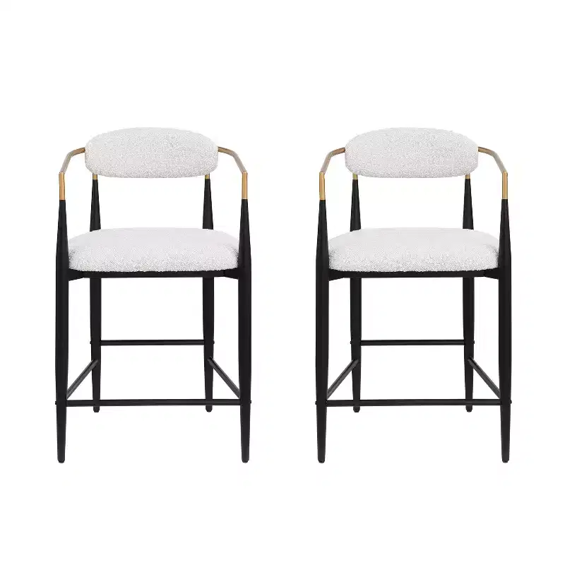 Modern Fabric Upholstered Iron 25-Inch Counter Stool