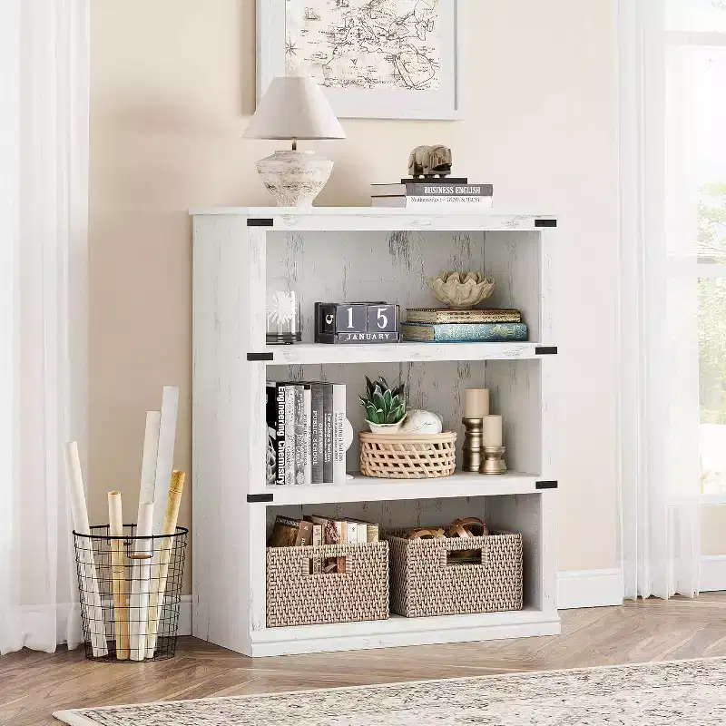 3 Tier Bookcase, Freestanding Wooden Bookshelf Storage Organizer Display Shelf, for Display of Books & Home Decor