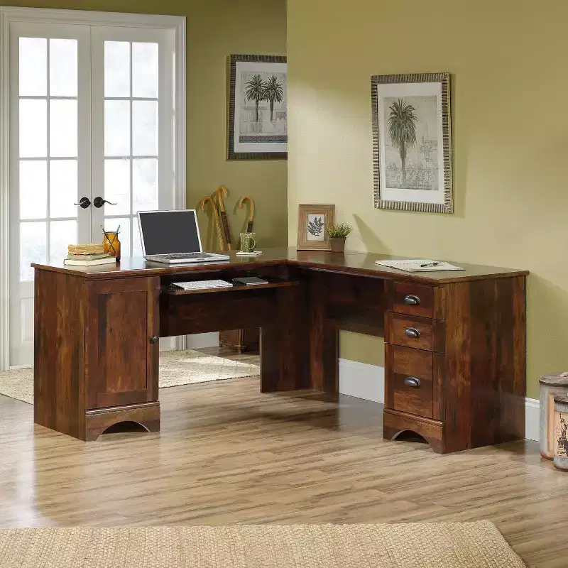 HomeStock 30.28 in.H Brown Color Wood Computer Desks with All Purpose Drawer