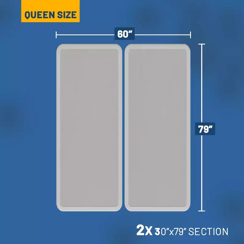 Solid Surface Box Spring Bed Base Queen Size, Quiet Noise Free, 2-Pieces Under Mattress-Support Box Spring, White