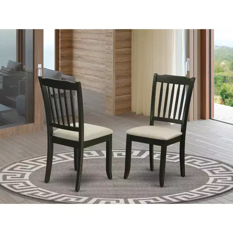 HomeStock Retro Relaxation Danbury Vertical Slatted Back Chairs With Linen Fabric Fabric Seat