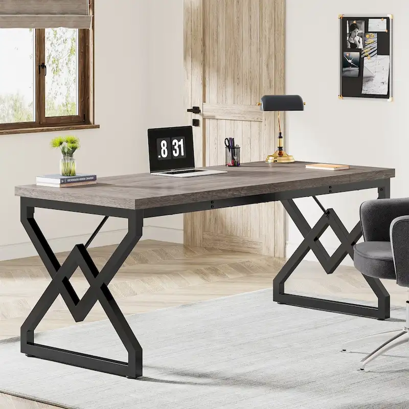 63-in Large Executive Desk, Home Office Computer Desk