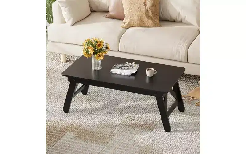 DEXYLLO Folding Coffee Table, Contemporary Compact Small Coffee Table with No Assembly Needed for Living Room, Home, Small Space, Black