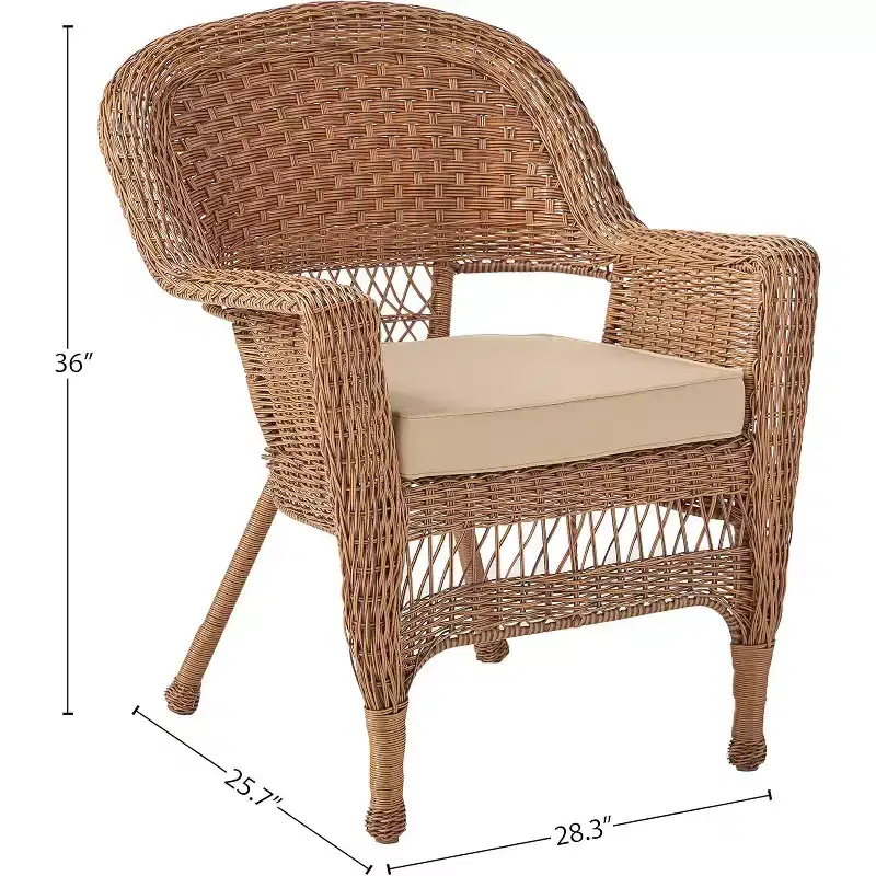 HomeStock Honey Coastal Craftsman Chair Set of 2 with Cushions