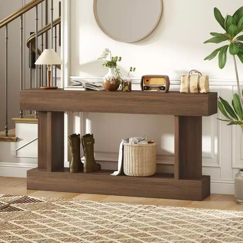 HOMCOM 63 Inch Long Console Table, Vintage Entryway Table