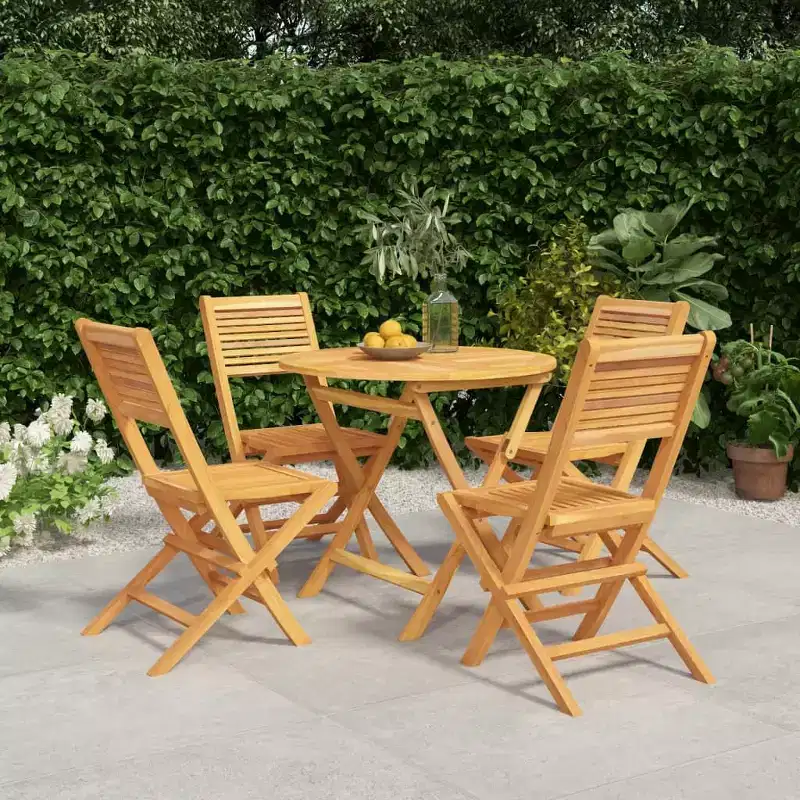 vidaXL Garden Dining Set Natural Teak Teak Wood Medium Foldable