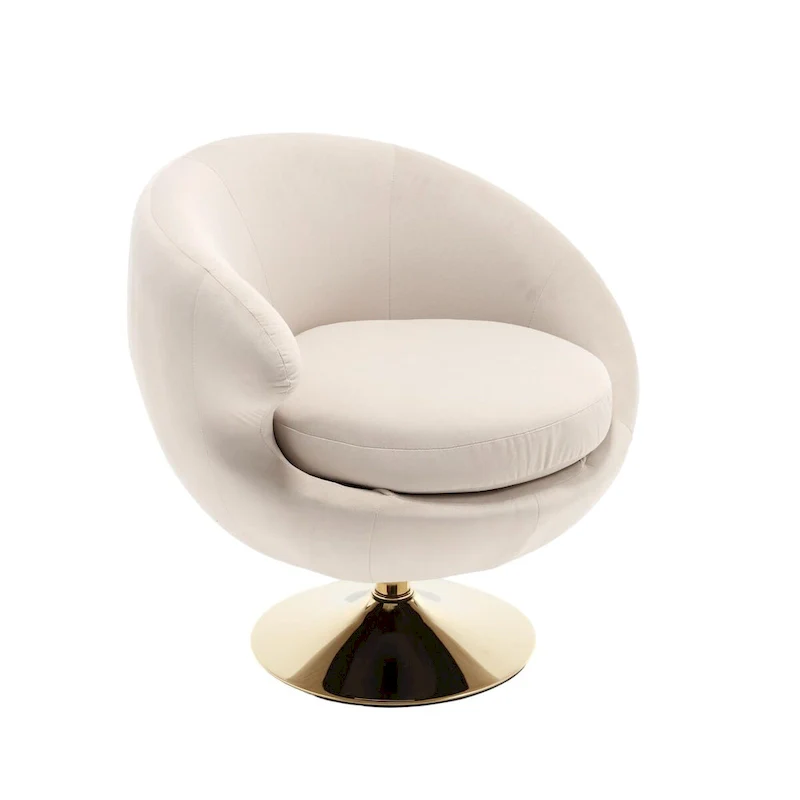 Velvet 360 Degree Swivel Left Cuddle Barrel Accent Chairs