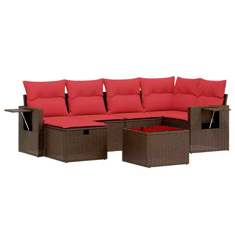 vidaXL Garden Sofa Set with Cushions Poly Rattan