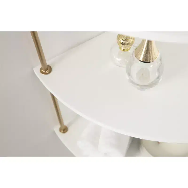 Kate and Laurel Walters Triangle MDF Accent Shelf, 17x12x35, White and Gold