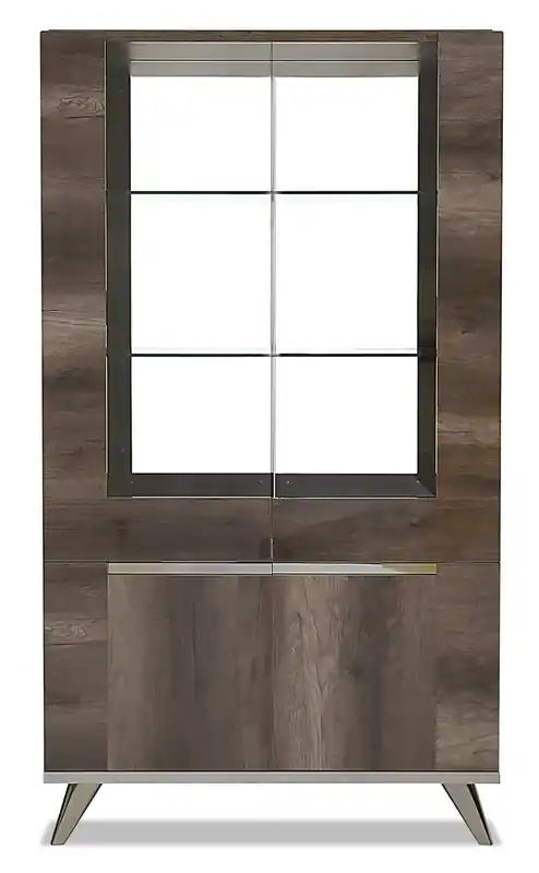 Dining Curio with Storage & Glass Display Shelves - Made in Italy, Modern, 42W
