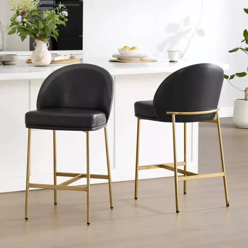 Spruce&Spring Counter Stool with Arc Backrest & Metal Legs