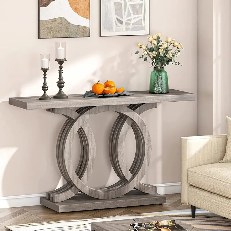 Farmhouse Console Sofa Table, 55 Inches Entryway Hallway Foyer Table