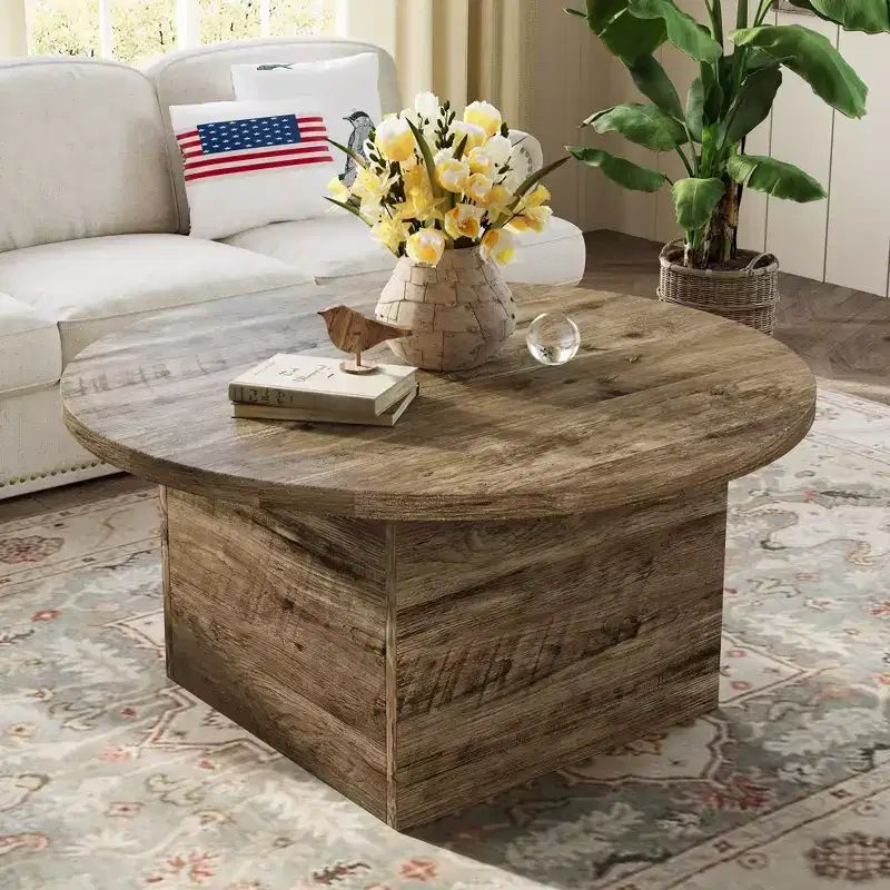 Coffee Table, Modern Engineered Wood Center Coffee Tables for Living Room, Home Office Wooden Farmhouse Rustic Cocktail Tea Accent Table