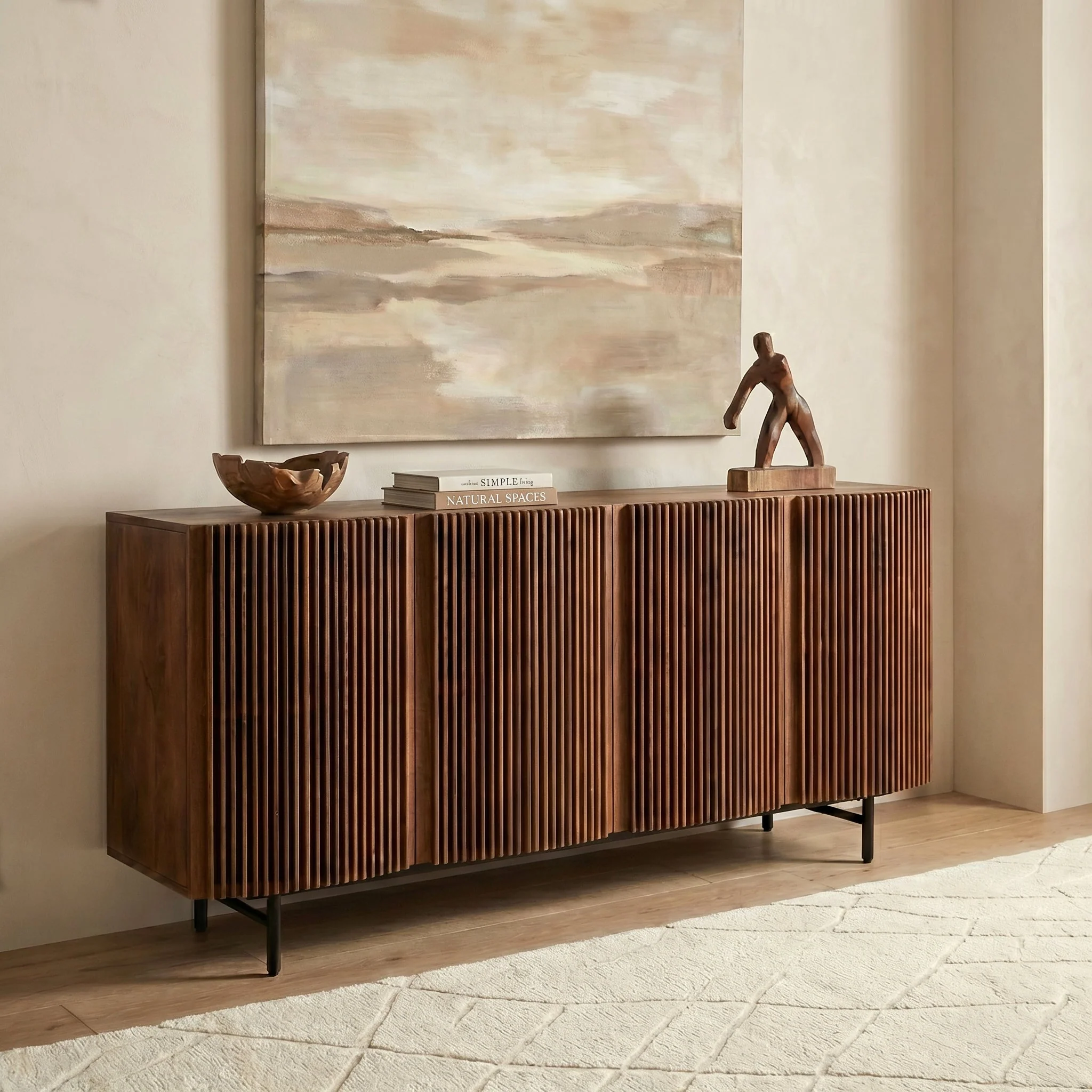 Modern English Walnut Walnut Wood Sideboard with Storage