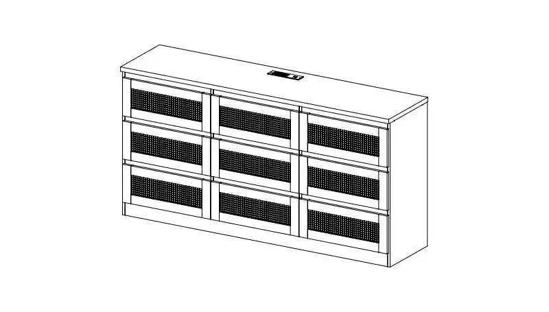 9-Drawer Rattan-Inspired Chest of Drawers, Black Bedroom Storage Organizer