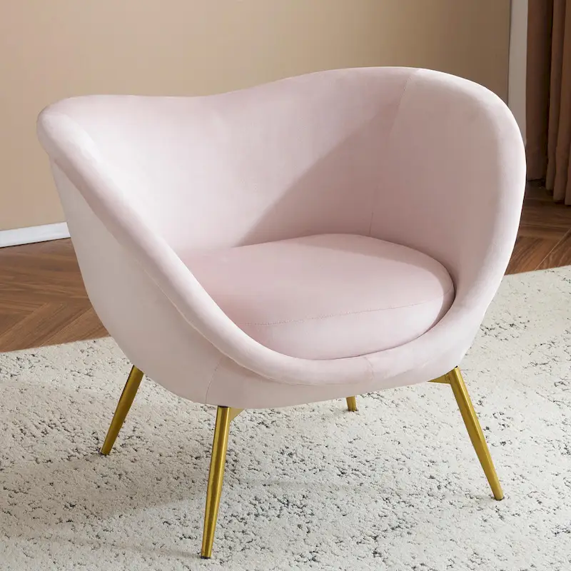 Christopher Knight Home - Eliana Modern Teddy Fabric Accent Chair with Curved Backrest and Gold Legs