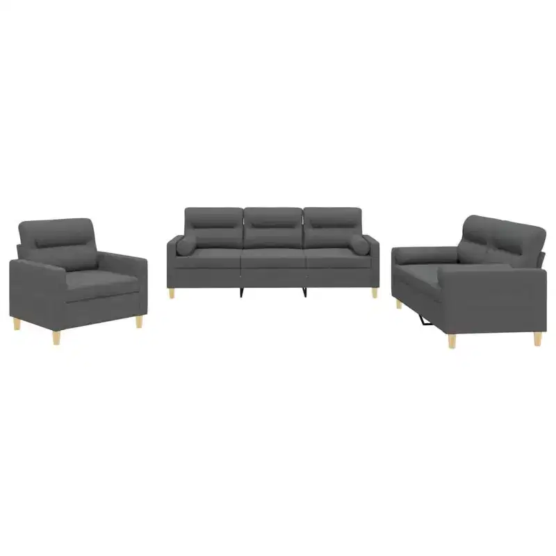 vidaXL Sofa Set Dark Grey Fabric (100% polyester), metal, plywood, textilene