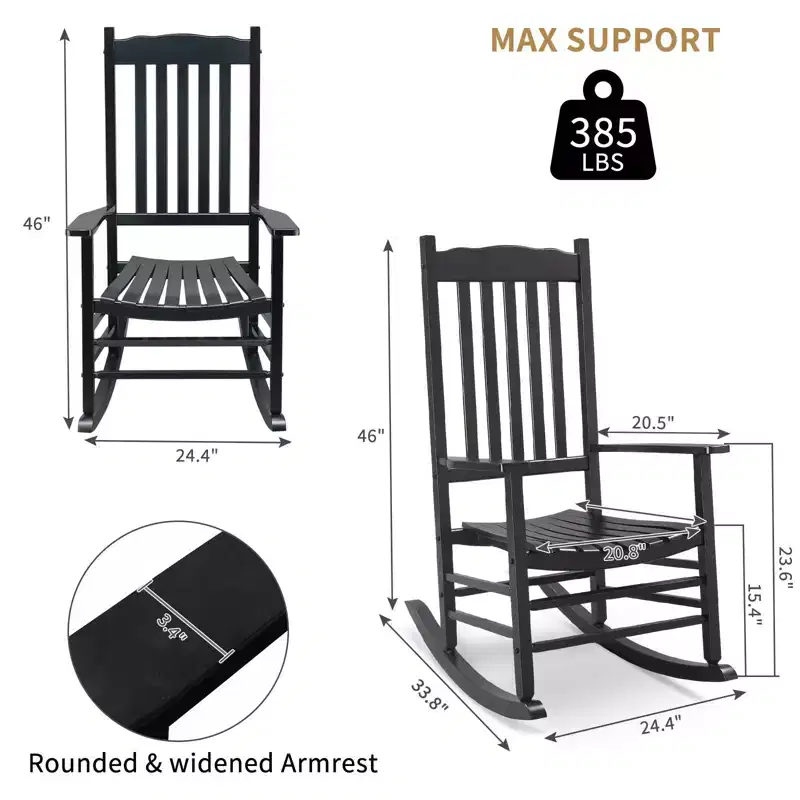 Karl Home | 24-Inch Solid Wood Patio Rocking Chair