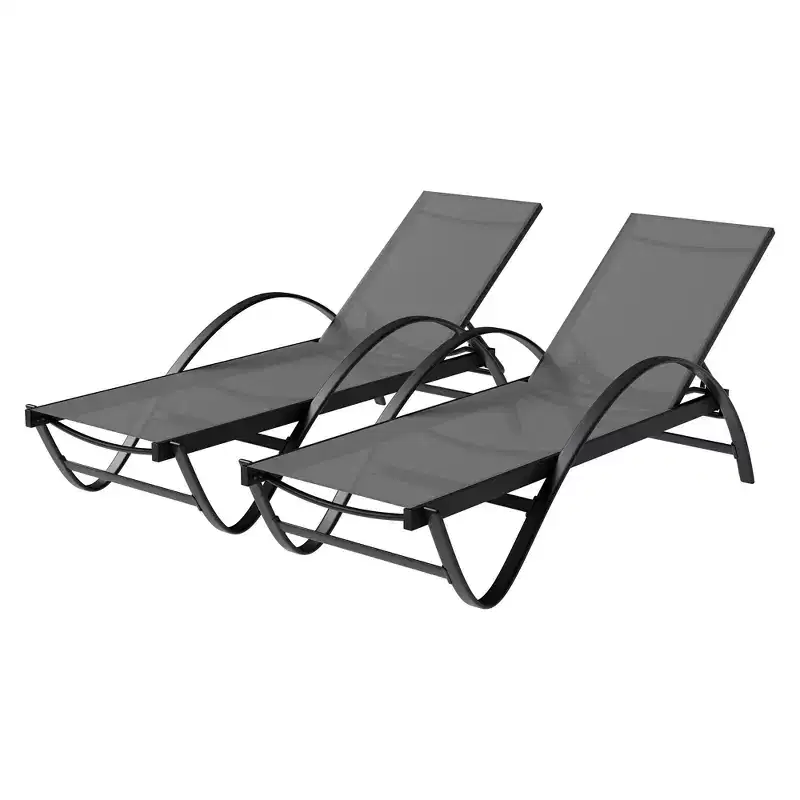Celebalcony Lounge Chair For Outside Set Of 2, Pool Chaise Lounge With S-Shaped Armrest, Patio Lounge Chairs With Adjustable Backrest