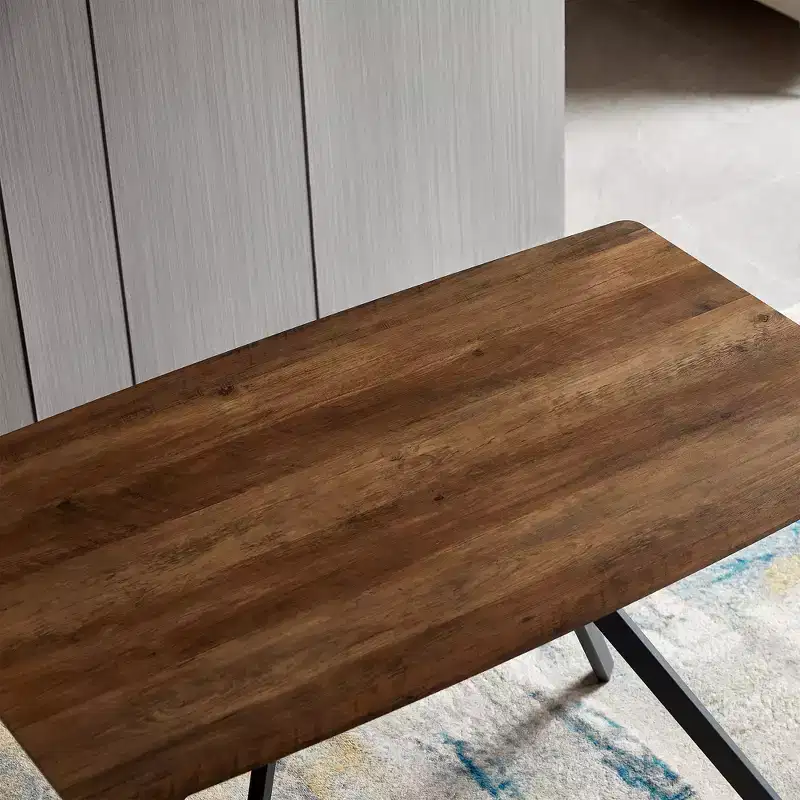 Okak Modern Dining Table 47 Minimalist Wood Table Metal Shelf Metal Heat Transfer Legs for Dining Room Kitchen Office