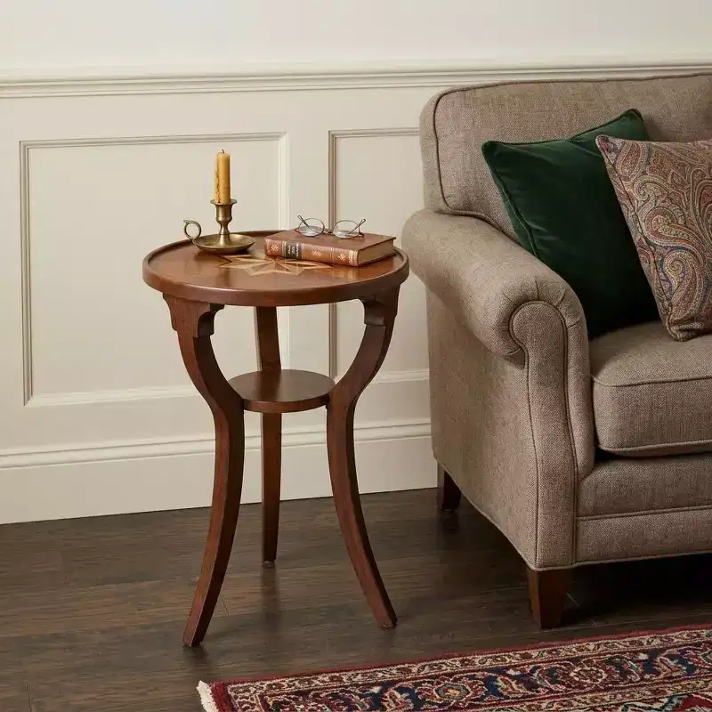 HomeRoots 24 Brown And Olive Ash Manufactured Wood Round End Table With Shelf