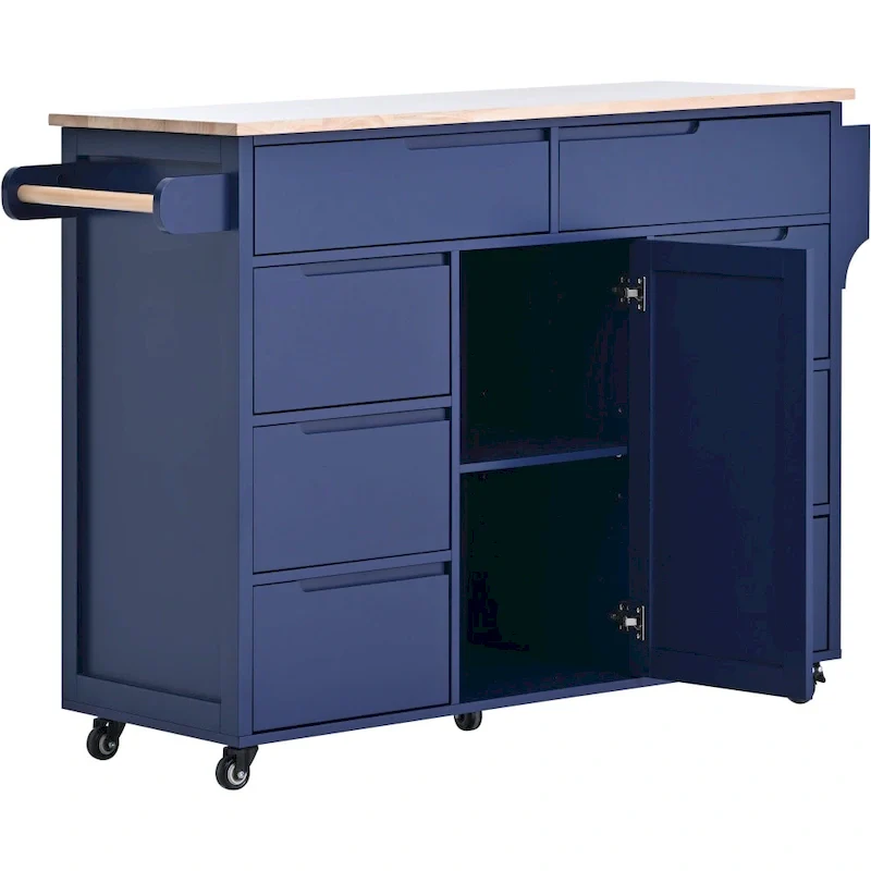 53 in. W Kitchen Island with Countertop and Drawers - N/A