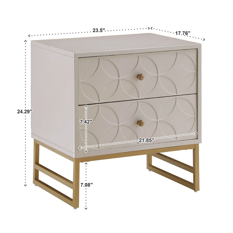 Luna Arched Diamond 2- Drawer Gold Metal End Table by iNSPIRE Q Bold