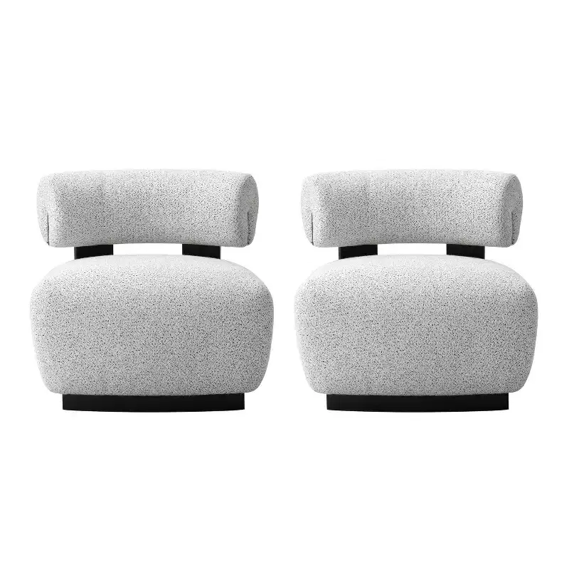 Set of 2 Mid-Century Modern Accent Chairs, Woven Polyester Fabric, Ash Wood Frame, No Assembly – 30.7