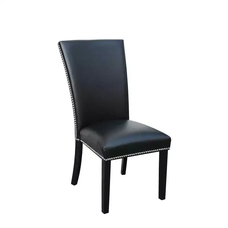 Black Faux Leather High Back Armless Dining Chair, Set of 2