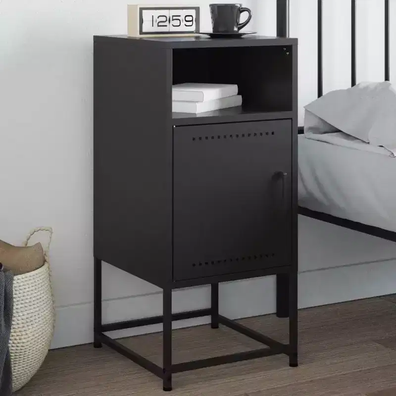 vidaXL Bedside Cabinet Nightstand Side End Table Home Bedroom Furniture Steel