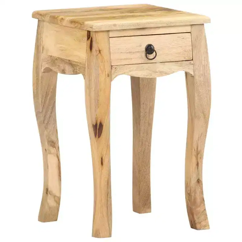 vidaXL Nightstand Natural Brown Solid Mango Wood Compact Bed Cabinet