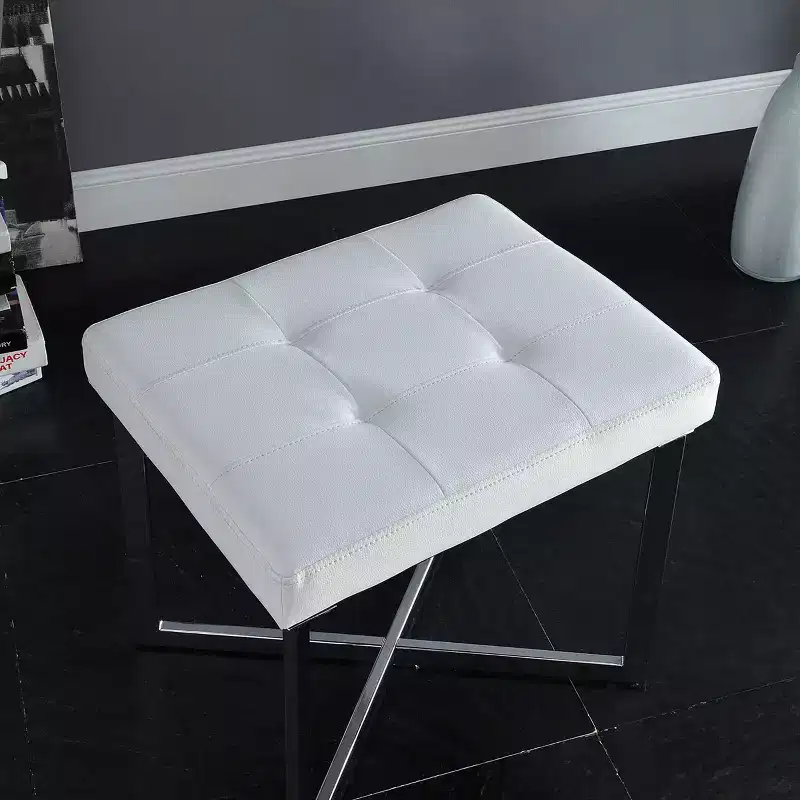 Carolina Living Julia Vanity Bench White/Chrome: Chrome X Base, Padded, Modern Design