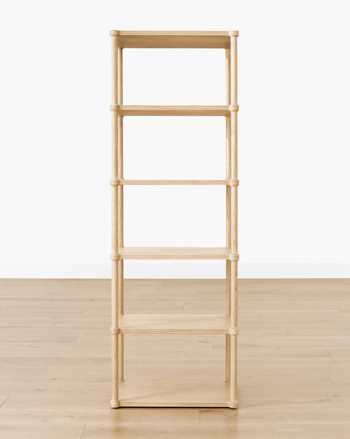 Classic Solid Wood Bookshelf with Rounded Posts & Spacious Shelving for Living Room