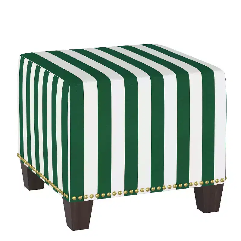 Skyline Furniture Yosemy Nail Button Square Ottoman in Patterns