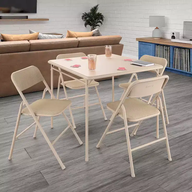 COSCO 5-Piece Folding Fabric Dining Set & 34 Vinyl Card Table