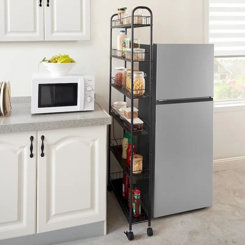 6 Tier Slim Rolling Storage Cart Mobile Shelving Unit with Wheels - 6D x 22.8W x 61H