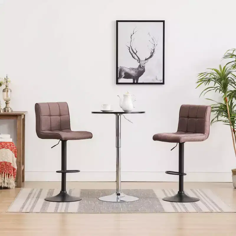 CLIHOME Modern Gas Lift Adjustable Swivel Bar Stools,Upholstered Counter Stools with Footrest and Back (Set of 2)